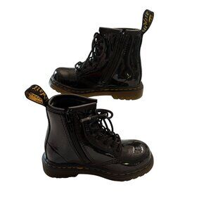 Dr. Martens Youth 1460 Patent Leather Black Boots W/ Side Zipper Size 7UK / 8 US